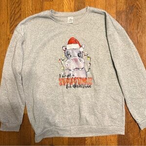 Gray Christmas Hippo Sweatshirt